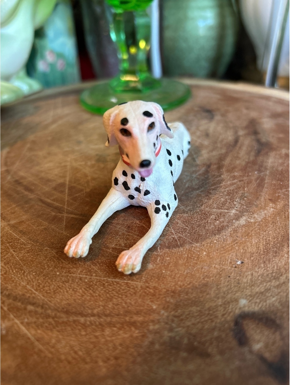 Toy Dalmatian Dog Figurine with Pink Collar
